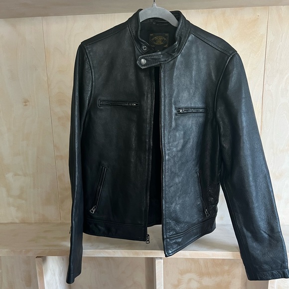 Lucky Brand Black Leather Jacket Size Medium - Picture 3 of 5